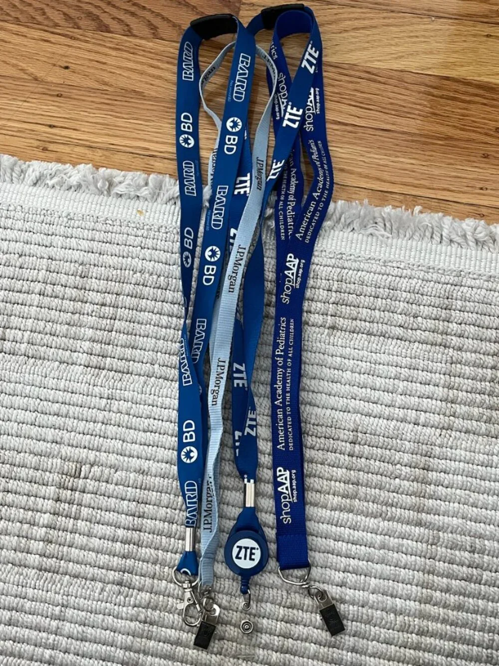 4 blue corporate promotional & conference lanyards